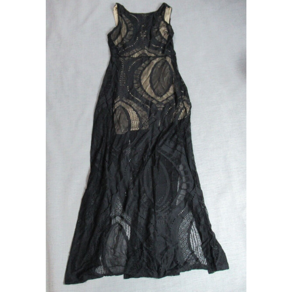 Touche Dress Women M Black Goth Sleeveless Lace Crochet Maxi Witchy Vamp Evening - Picture 6 of 11